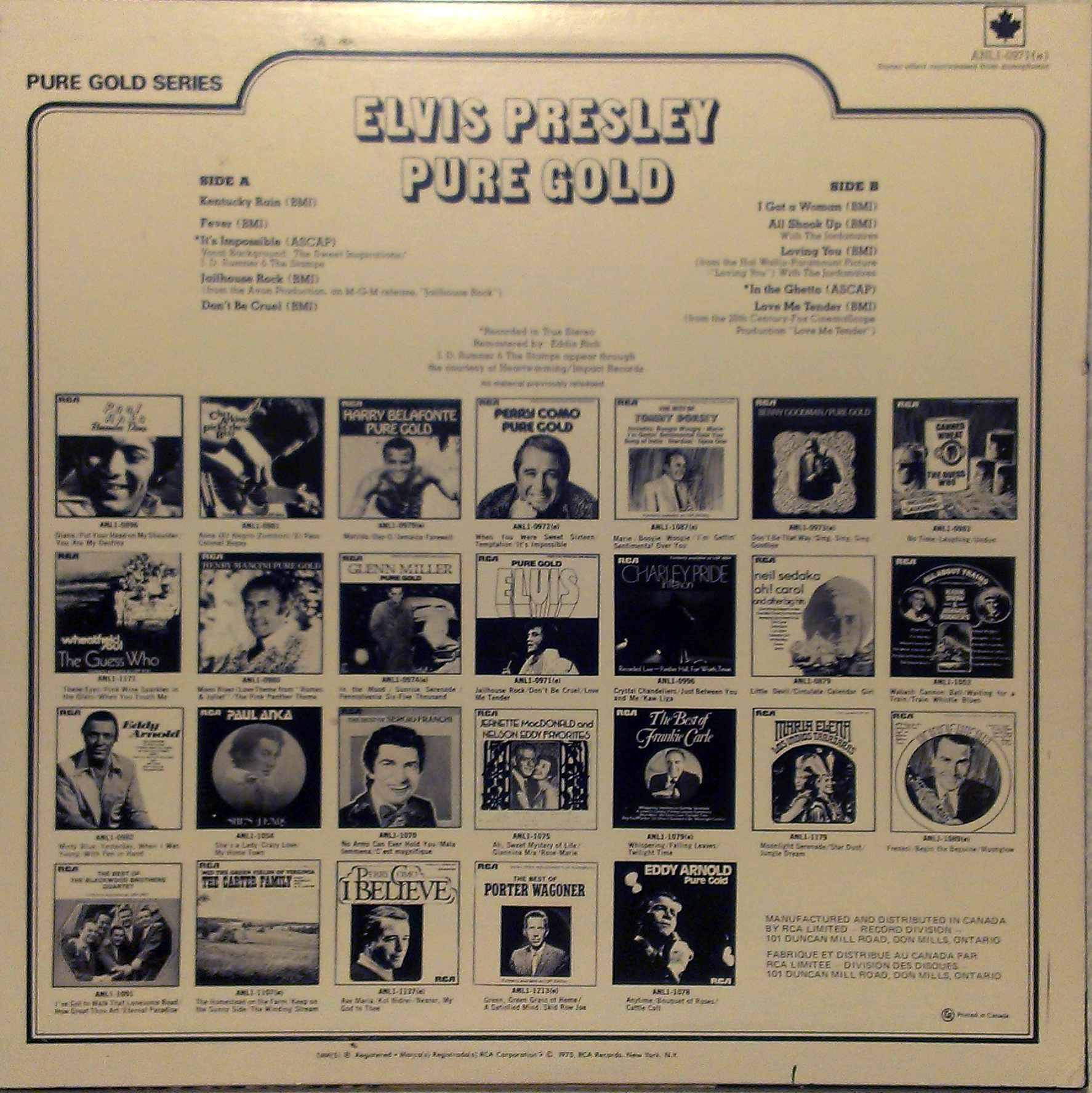 Elvis Presley  Pure Gold : LP Back
